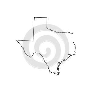 Texas - U.S. state. Contour line in black color. Vector illustration. EPS 10