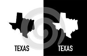 Texas - U.S. state. Contour line in white and black color on two face background. Map of The United States of America