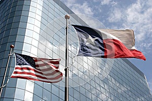 Texas and USA flags