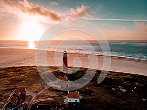 Texel lighthouse during sunset Netherlands Dutch Island Texel