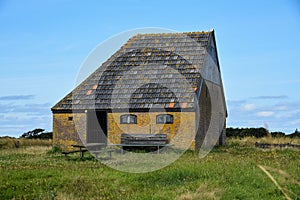 Texel, the Netherlands, August 2021. Autenthic barn for sheep on the isle of Texel.