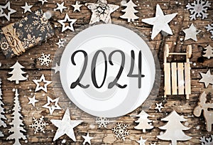 Text 2024, Wood, Natural Christmas Decor