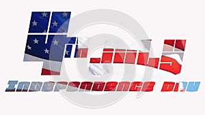 Text 4th july independence day animated waving american flag