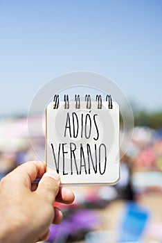 Text adios verano, good bye summer in spanish photo