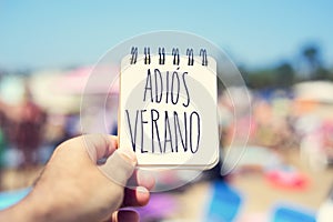 Text adios verano, good bye summer in spanish photo