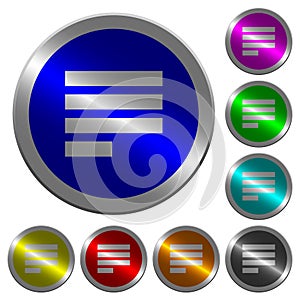 Text align justify last row left luminous coin-like round color buttons