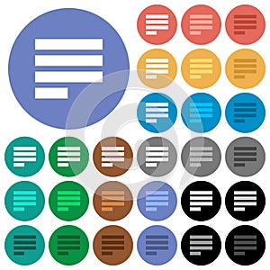 Text align justify last row left round flat multi colored icons