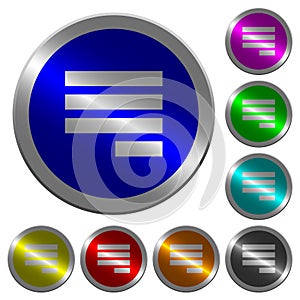 Text align justify last row right luminous coin-like round color buttons