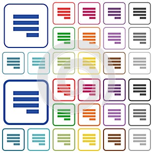 Text align justify last row right outlined flat color icons