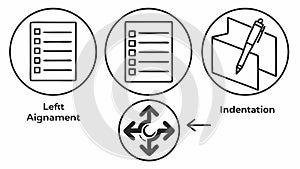 Text Alignment and Indentation Icons, Document Formatting, vector design Generative AI