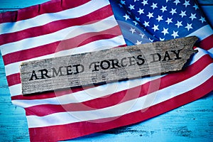 Text armed forces day and flag of the United States