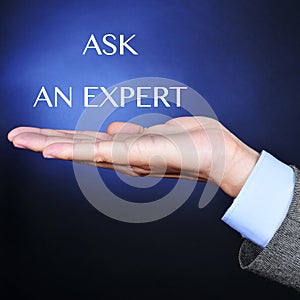 The text ask an expert on a man hand