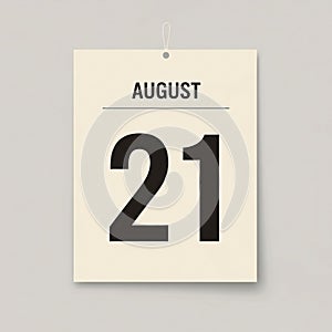 The text AUGUST is centered above the date separated by a thin line