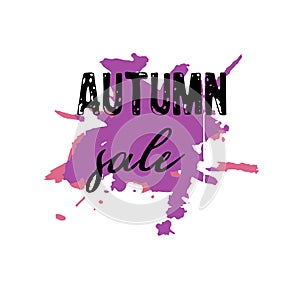 Text Autumn Sale, discount banners.Grunge elements, ink drops, a