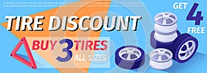 Text Banner Advertises Tire Discount, Sale Offer photo