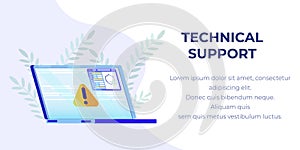 Banner with Broken Laptop Offer Technical Support photo