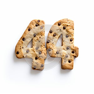 Text-based Installations Cookies With Number 44 On White Background photo