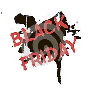 Text Black Friday, discount banners.Grunge elements, ink drops,