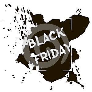 Text Black Friday, discount banners.Grunge elements, ink drops,