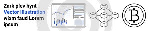 Financial Data Analysis, Blockchain Network, and Cryptocurrency Bitcoin Symbol