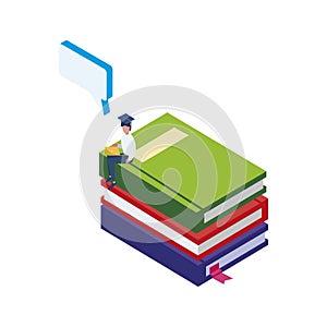 Text book with minipeople workers