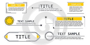 Text box frame, title callout tech hud border menu, modern line interface board. Set game elements, web design template