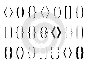 Text brackets. Curly braces, square and corner parentheses. Bracket punctuation shapes for messages. Vector calligraphy photo