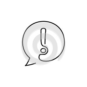 Text bubble one line icon, attention one line icon. Simple one line vector icon