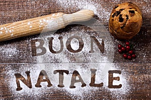 Text buon natale, merry christmas in italian photo