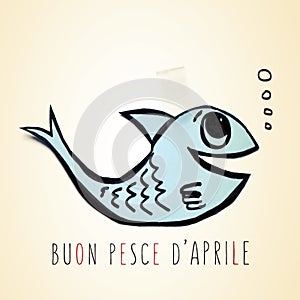 Text buon pesce d aprile, happy april fools day in italian photo