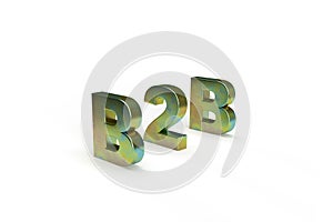 Text business to business, acronym b2b in metallic shiny color