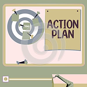 Text caption presenting Action Plan. Concept meaning list of things or schedule to be made thia current year