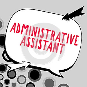 Text caption presenting Administrative Assistant. Word Written on Administration Support Specialist Clerical Tasks