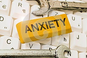 Text caption presenting Anxiety. Business approach Excessive uneasiness and apprehension Panic attack syndrome