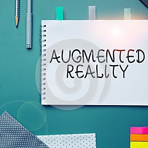 Text caption presenting Augmented Reality. Internet Concept technology that imposes computer image on the real world