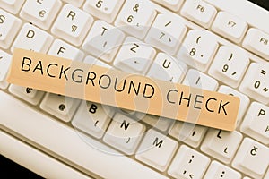 Text caption presenting Background Checkway to discover issues that could affect your business. Business concept way to