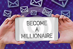 Text caption presenting Become A Millionaire. Business overview Aspiring to be a business tycoon and successful leader