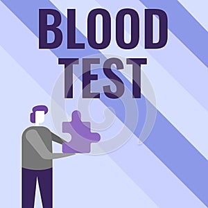 Text caption presenting Blood Test. Business showcase Extracted blood sample from an organism to perfom a laboratory