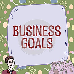 Text caption presenting Business Goals. Concept meaning Marketing Methodologies Processes and Technologies use