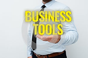 Text caption presenting Business Tools. Business idea Marketing Methodologies Processes and Technologies use Presenting