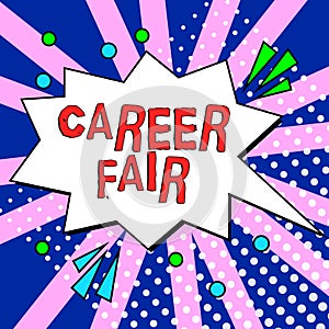 Text caption presenting Career Fair. Business concept an event at which job seekers can meet possible employers