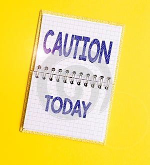 Text caption presenting Caution. Business overview Care taken to avoid danger or mistakes Warning sign Prevention