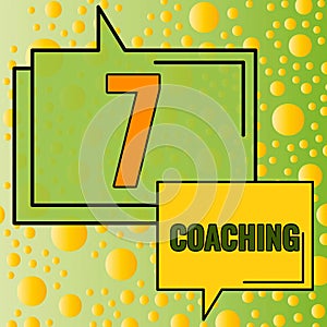 Text caption presenting 7 Coaching. Concept meaning Refers to a number of figures regarding business to be succesful photo