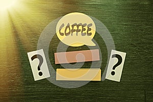 Text caption presenting Coffee. Business concept hot drink made from the roasted and ground seeds of a tropical shrub