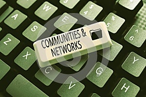 Text caption presenting Communities And Networks. Business showcase Collaboration of Learnings and Practices of Members