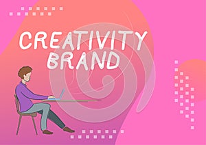 Text caption presenting Creativity Branddesign name or feature that distinguishes organization. Internet Concept design