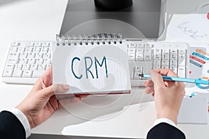 Text caption presenting Crm. Business concept manages all your company relationships and interactions with customers