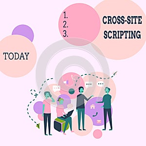 Text caption presenting Cross Site Scripting. Concept meaning Security vulnerability mainly found in web application