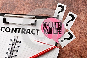 Text caption presenting De Clutter Your Life. Conceptual photo remove unnecessary items from untidy or overcrowded