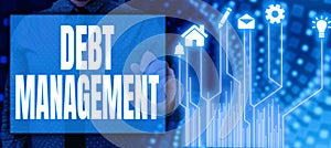 Text caption presenting Debt ManagementThe formal agreement between a debtor and a creditor. Business approach The